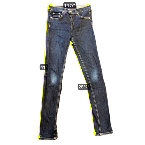 Rag & Bone Harrow Skinny Jeans Women's Size 27 Dark Wash "Made in USA" - Picture 1 of 12